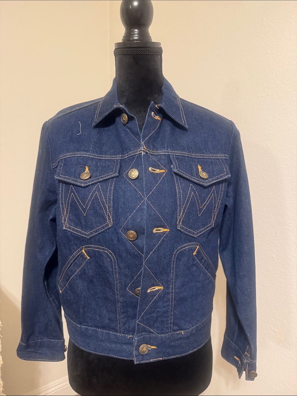 Isaac Mizrahi Navy Blue Denim Trucker Jacket